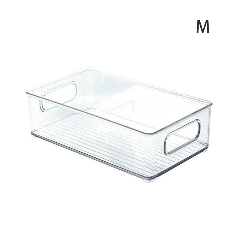 1pc Refrigerator Organizer Bins Stackable Fridge Food Storage Box With Handle Clear Plastic Pantry Food Freezer Organizer Tool